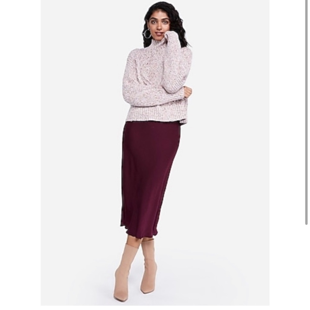 Express high waisted satin midi skirt